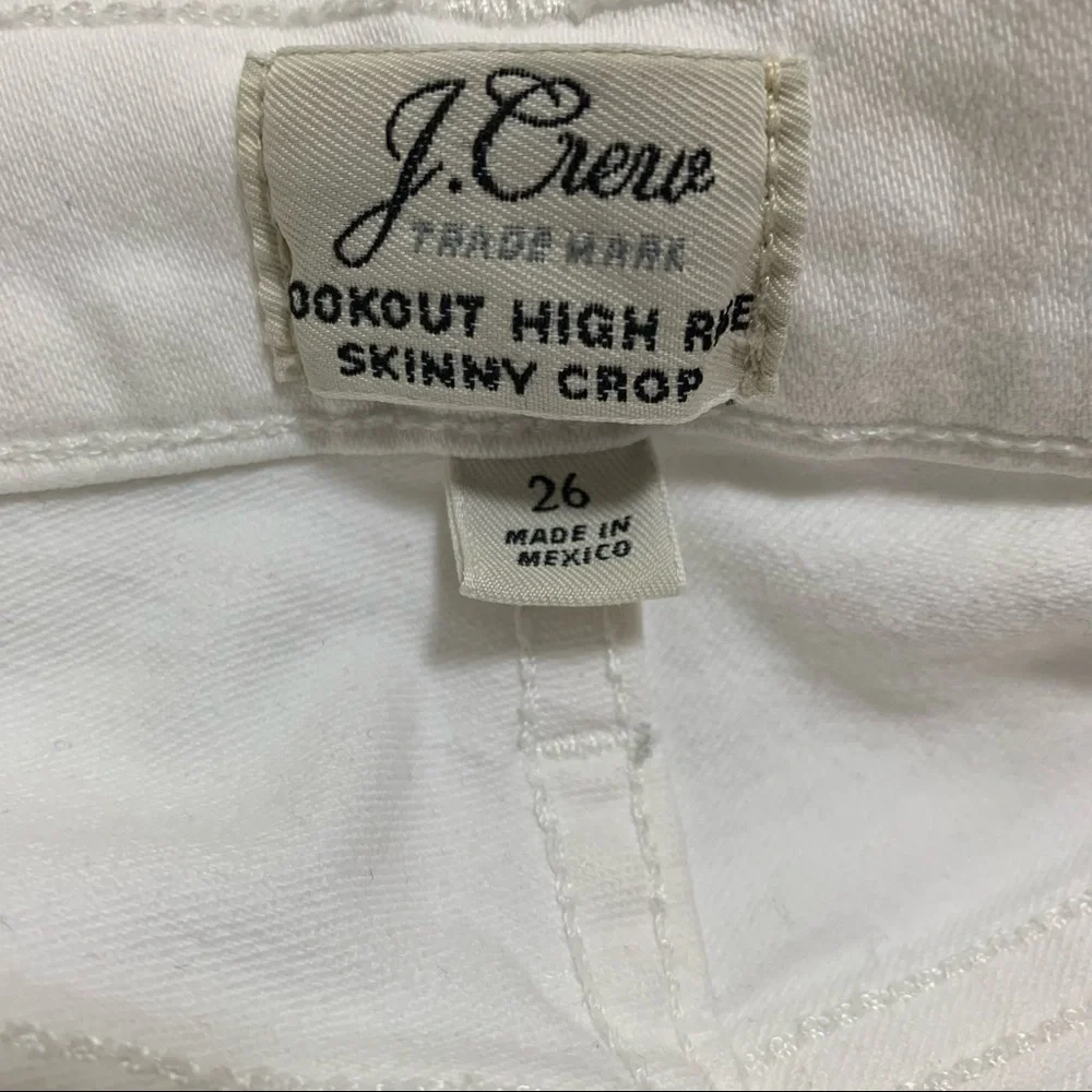 J Crew White Distressed Lookout High Rise Skinny Crop Jeans Size 26